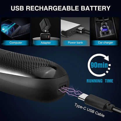 Electric Trimmer for Men, Body Hair Shavers with Charging Base Storage【Usb Rechargeable】【 Waterproof 】Trimmer Hair Razor- Black [5.9"*1.5"]