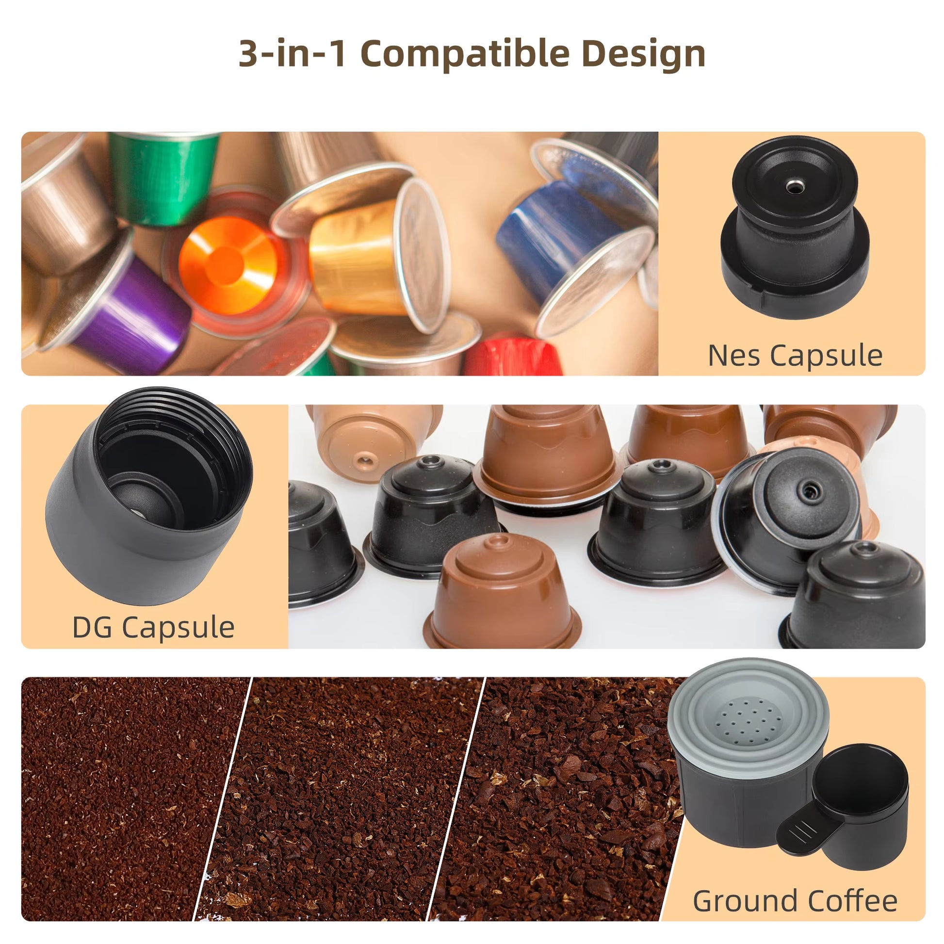 Portable Coffee Maker Espresso Machine Hand Press Capsule Ground Coffee Brewer Portable for Travel and Picnic