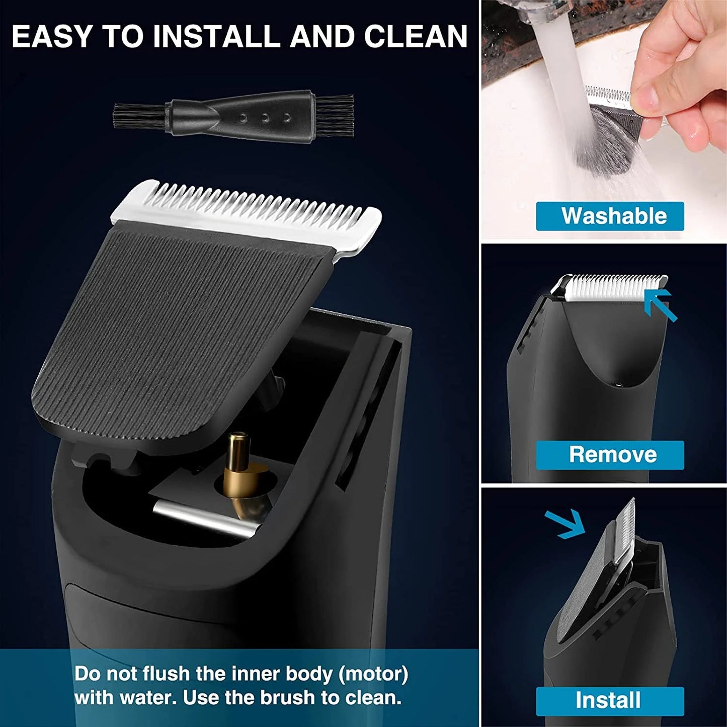 Electric Trimmer for Men, Body Hair Shavers with Charging Base Storage【Usb Rechargeable】【 Waterproof 】Trimmer Hair Razor- Black [5.9"*1.5"]