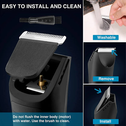 Electric Trimmer for Men, Body Hair Shavers with Charging Base Storage【Usb Rechargeable】【 Waterproof 】Trimmer Hair Razor- Black [5.9"*1.5"]