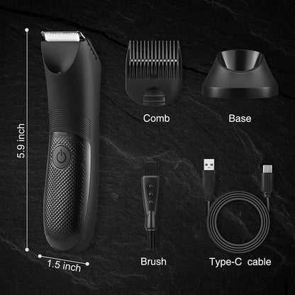 Electric Trimmer for Men, Body Hair Shavers with Charging Base Storage【Usb Rechargeable】【 Waterproof 】Trimmer Hair Razor- Black [5.9"*1.5"]