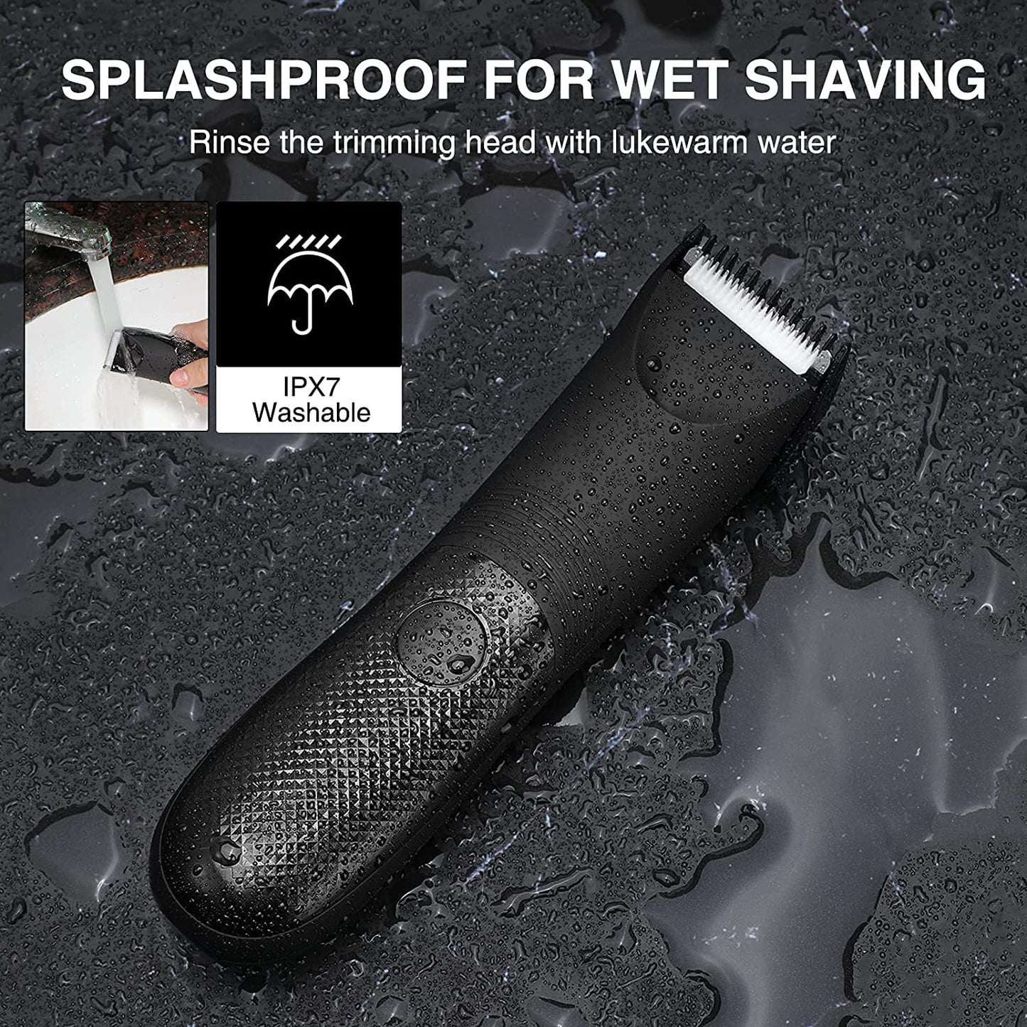Electric Trimmer for Men, Body Hair Shavers with Charging Base Storage【Usb Rechargeable】【 Waterproof 】Trimmer Hair Razor- Black [5.9"*1.5"]