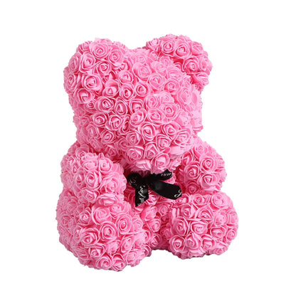 Rose Bear Teddy Bear 25Cm Flower Artificial Rose Bear Flower a Gift for Women Christmas Valentine'S Day Birthday Anniversary