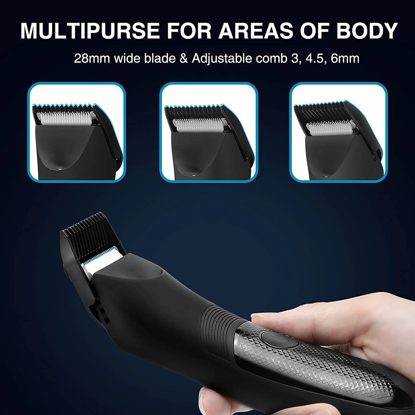 Electric Trimmer for Men, Body Hair Shavers with Charging Base Storage【Usb Rechargeable】【 Waterproof 】Trimmer Hair Razor- Black [5.9"*1.5"]